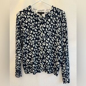 Banana Republic Women’s Navy Blue White Cardigan Sweater Size: Medium